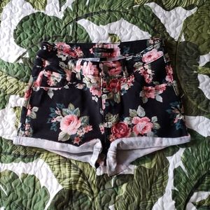 Floral high waisted shorts
